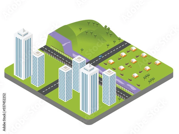 Obraz Cityscape set isometric 3d vector concept