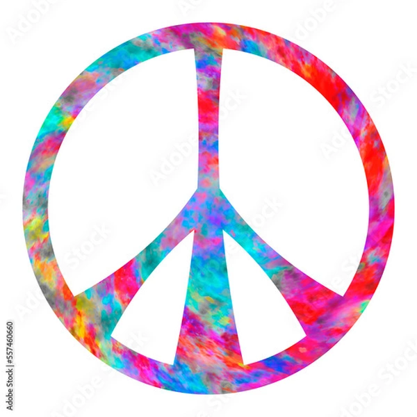 Fototapeta Clean & simple tie dye style peace sign illustration, line art, clipart, geometric, icon, object, shape, symbol, etc. PNG with transparent background. Design elements for websites and other graphics.
