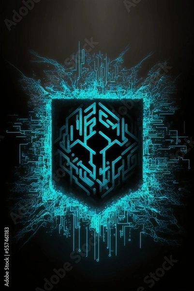 Fototapeta cybersecurity digital shield symbol illustration 