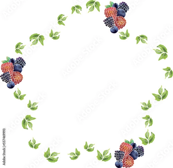 Fototapeta フルーツ飾りメッセージカードに使えるフレーム 枠 フルーツのイラスト