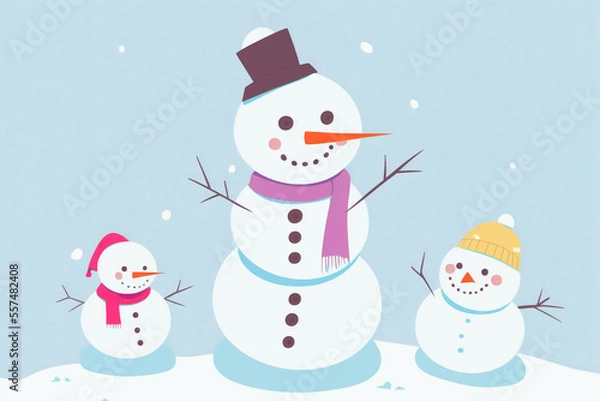 Fototapeta 雪だるまのイラスト(AI generated image)