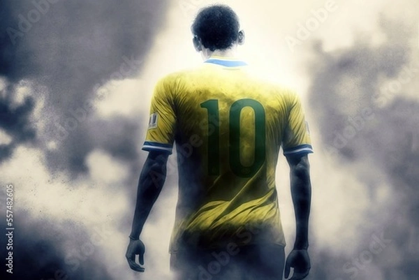 Fototapeta A football player walking into heaven, generative ai