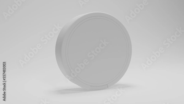 Fototapeta White plastic round box of snus or swedish tobacco isolated on white background. Minimal concept. 3D render
