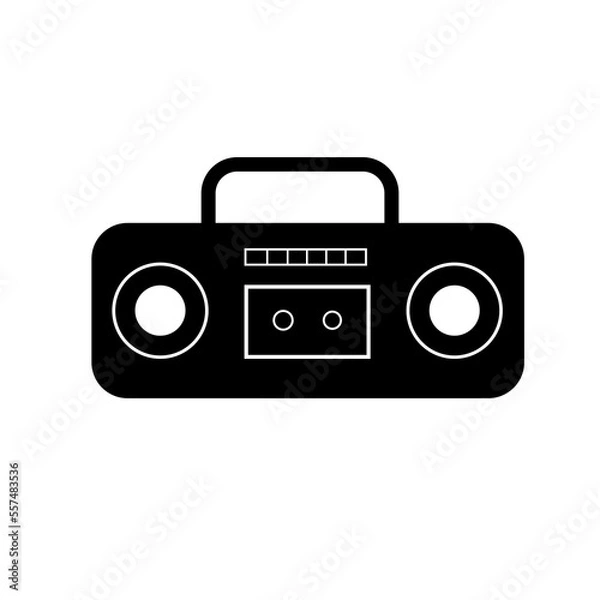 Obraz Tape recorder icon isolated on white background. Black tape recorder close-up. Music icon