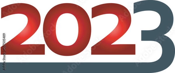 Obraz Happy New Year 2023 text design. Cover of business diary for 2023 with wishes. Brochure design template, card, banner. Vector illustration. Isolated on white background