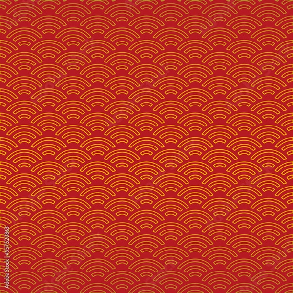 Fototapeta Chinese New Year seamless pattern background with gold line. Vector illustration