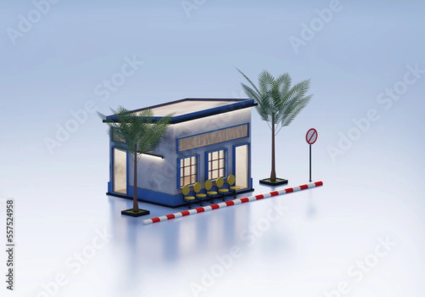 Obraz 3D Rendering Guest House In Isometric View Exterior Background