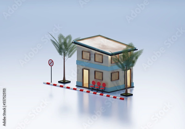 Obraz 3D Rendering Guest House In Isometric View Exterior Background