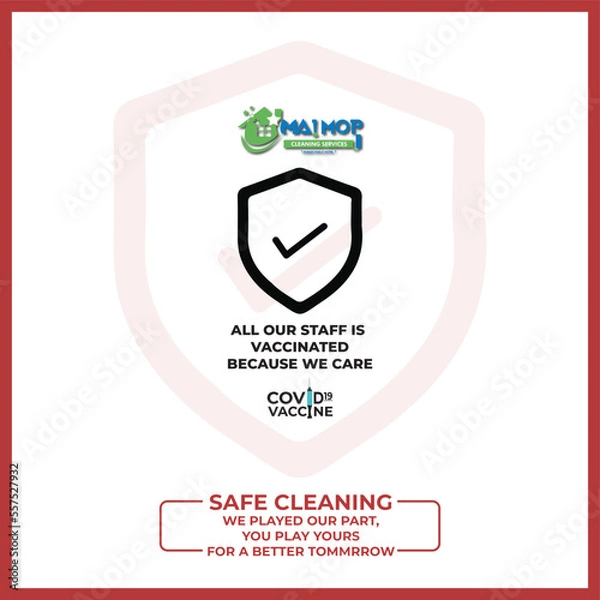 Fototapeta Cleaning service with professional equipment during work An employee of a professional cleaning service in overalls washes the glass of the windows of the facade of the building.