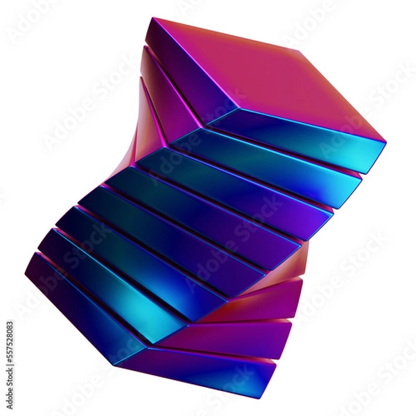 Fototapeta Holographic 3d Shape. Abstract Shapes Illustration.