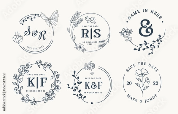 Fototapeta Elegant wedding monograms Free Vector