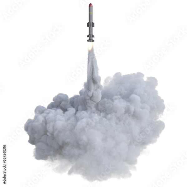 Fototapeta Rakete, transparenter Hintergrund, Start, Bombe, Feuer, Rauch, Feuerwerk, abheben, png, 3d, explosion, isoliert, Krieg, Verteidigung, Luftabwehr