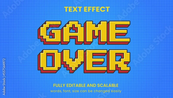 Fototapeta pixel game graphic style editable text effect