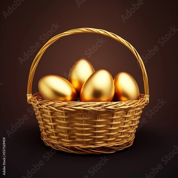 Obraz A basket of golden eggs. Great to show finance, retirement, prosperity and more. 