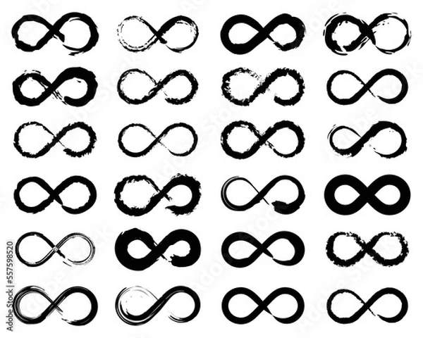Fototapeta Infinity symbol icons, unlimited infinity, endless line shape sign, loop symbols	