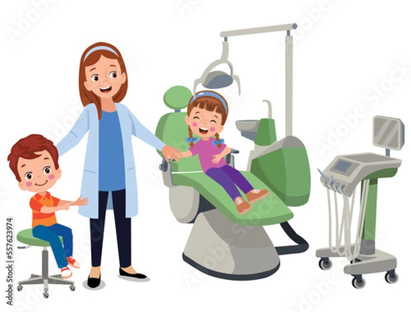 Fototapeta Dentist isolated cartoon vector illustrations