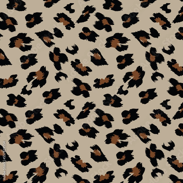 Fototapeta Abstract Brushed Wild Leopard Animal Skin Allover Seamless Pattern Design Artwork
