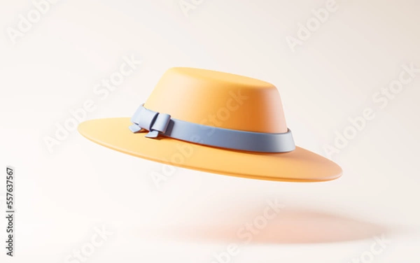 Fototapeta Orange hat with cartoon style, 3d rendering.