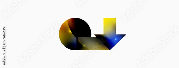 Obraz Dynamic composition, shiny geometric shapes abstract background. Trendy techno business template for wallpaper, banner, background or landing