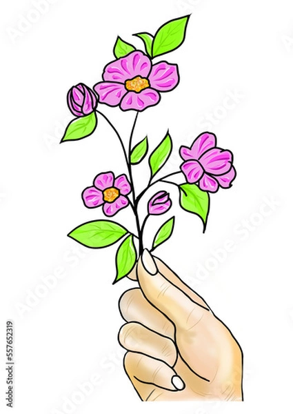 Obraz La fleur de printemps dans la main.