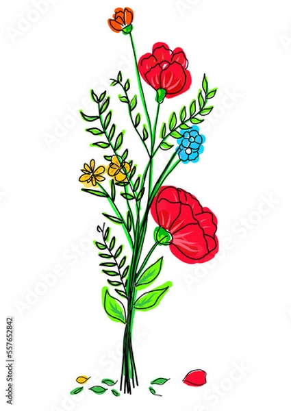 Obraz Fleurs et coquelicots rouges du printemps.