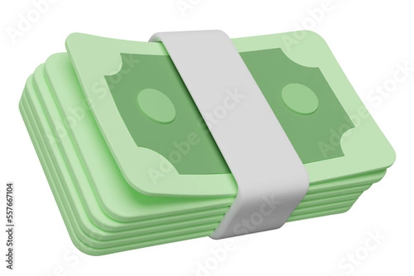 Obraz 3d banknote stack icon isolated. economic movements or business finance concept, 3d render illustration