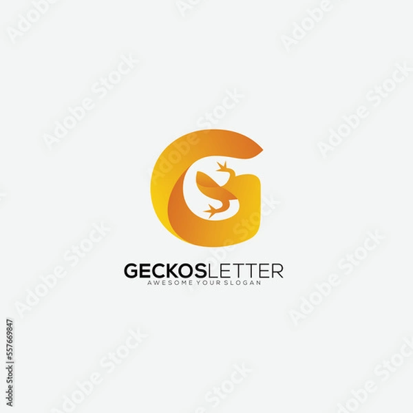 Obraz letter g with gecko design gradient color logo