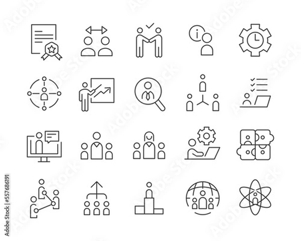 Fototapeta Human Resource and Management Icons - Vector Line. Editable Stroke.
