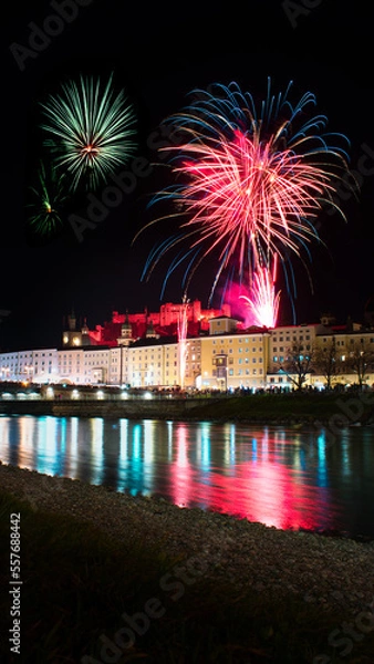 Obraz fireworks over the river
