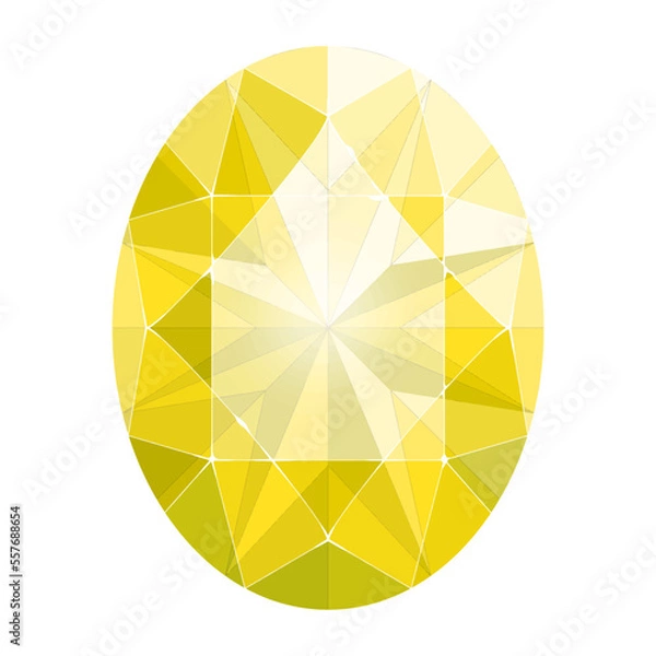 Fototapeta オーバルブリリアントカットの黄色いジュエリーイラスト画像