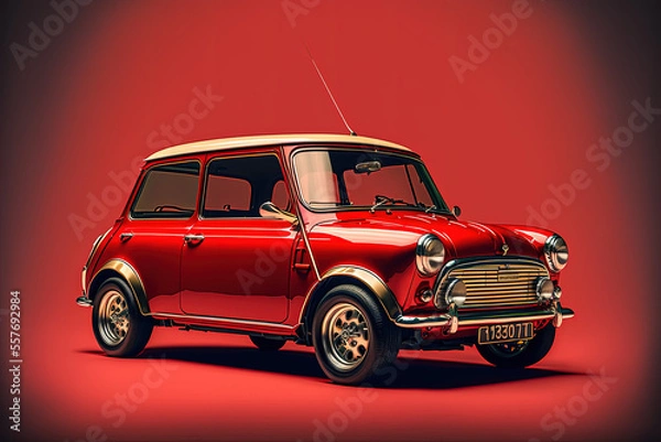 Fototapeta Red mini cooper on ruby background
