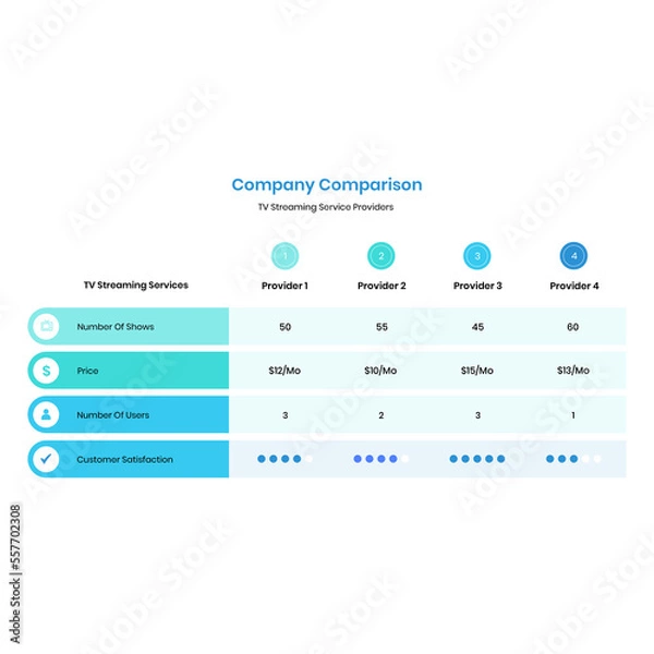 Fototapeta  Blue and white comparison chart presentation template 