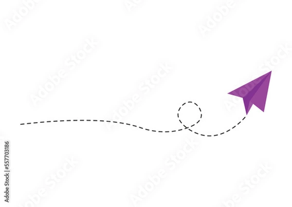 Obraz Dashed line paper airplane route 