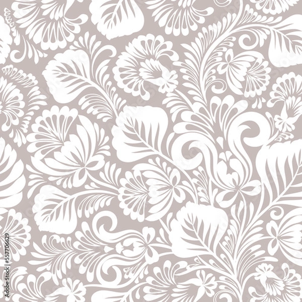 Fototapeta Elegant seamless floral pattern with curve elements