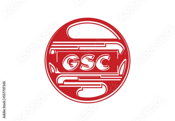 Obraz GSC letter logo and sticker design template
