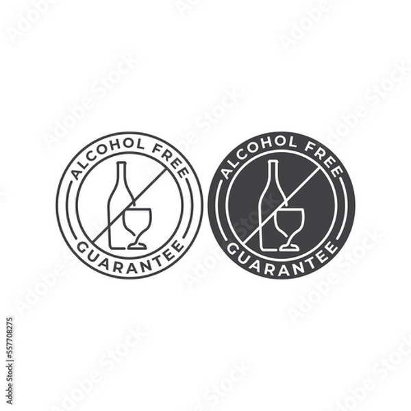 Fototapeta No alcohol holiday, dry january, free alcohol. Vector icon template