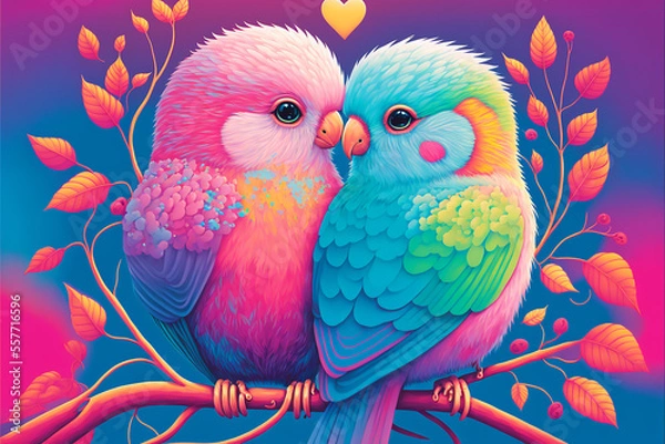 Fototapeta Colorful love bird, Generative Ai