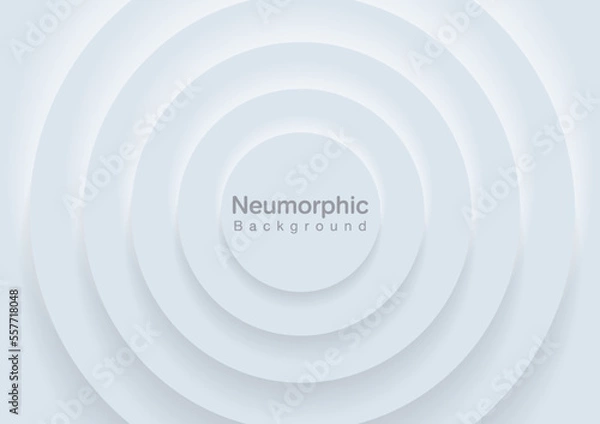Obraz Neumorphic background and backdrop, circle pattern, white tone, layered, minimal style background, technology illustration, modern and business, template and banner assembly for products.