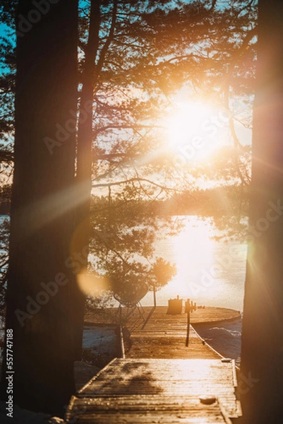 Obraz Sunset over winter lake #3