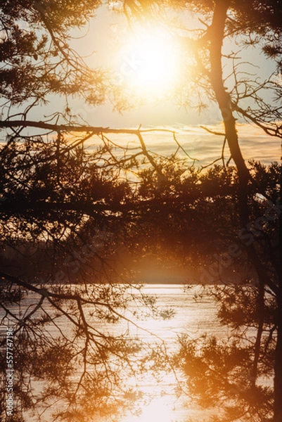 Obraz Warm sunset over lake #3 