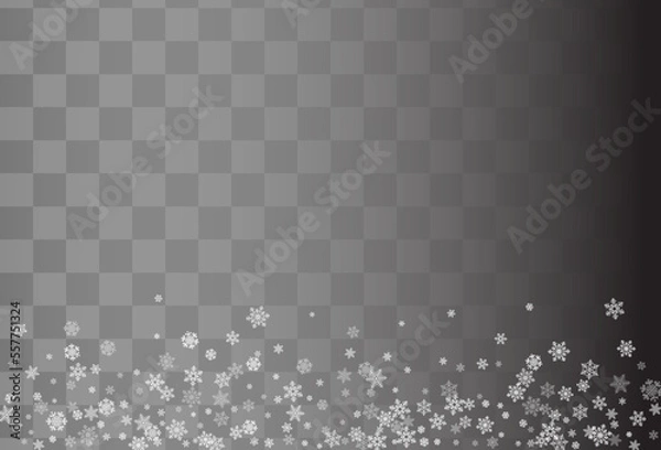 Fototapeta White Snowfall Vector Transparent Background.