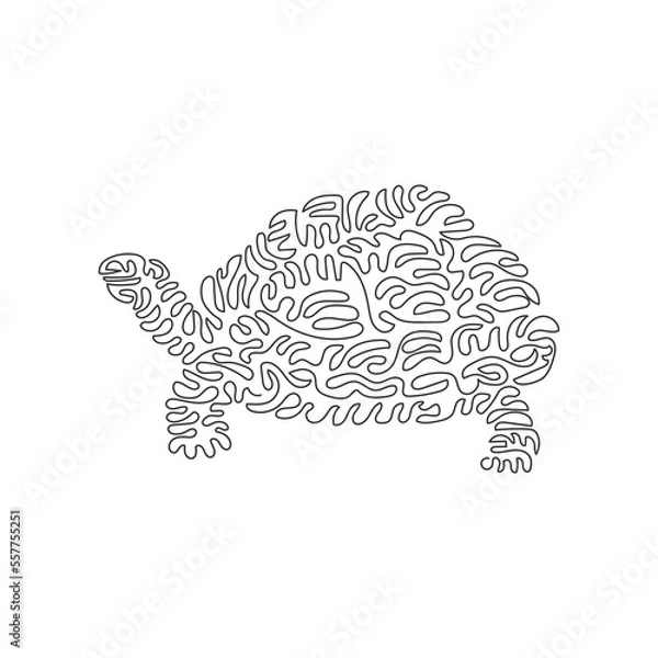 Obraz Single one line drawing of adorable tortoise abstract art. Continuous line draw graphic design vector illustration of hard shell tortoise for icon, sign,  symbol, company logo, poster wall decor