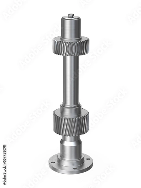 Obraz Spur gear, Gear-shaft on white background, 3D rendering.