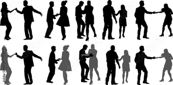 Fototapeta dancing couples silhouettes