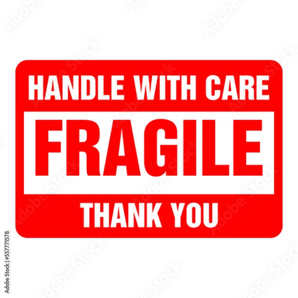 Fototapeta Fragile Label Sticker on Transparent Background