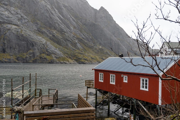 Obraz Nusfjord, a small fishing village with rorbuers in Lofoten, Norway.