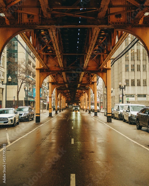 Obraz Train tracks over streets