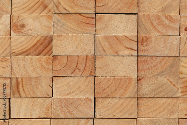 Obraz 木材の積木年輪模様　テクスチャ背景素材