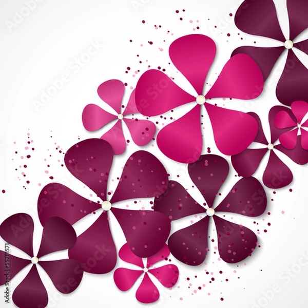 Obraz red flowers. paper flowers. vector background