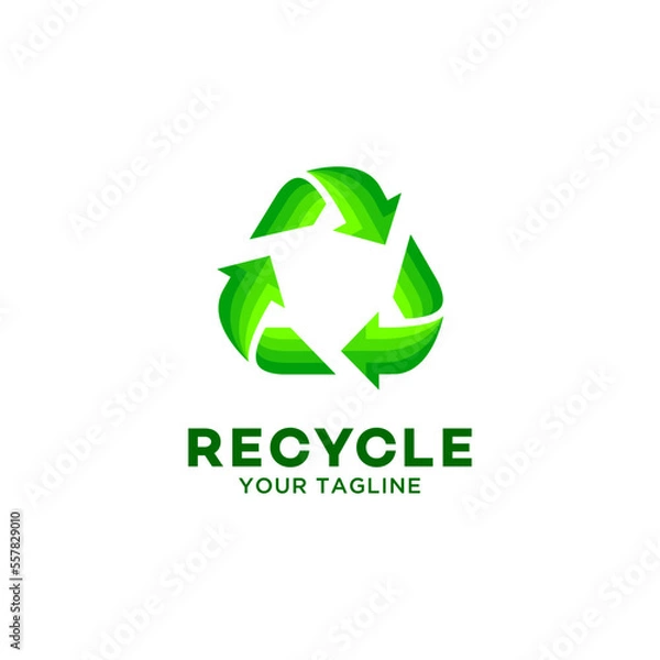 Fototapeta Icon of the recycling symbol vector, recycle and rotate arrow icon